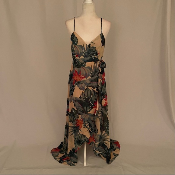 Show Me Your Mumu Wrap Maxi Dress -Tropical/ Palm Fronds - Picture 1 of 9